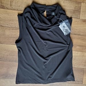 Sincerely Jules Black Draped Sleeveless Blouse Size Small